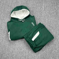 Mertra Contrast Colorblock Fleece Tracksuit Set - Forest Green/White