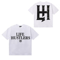 Life Hustlers Minimalist Serif Logo Tee - White