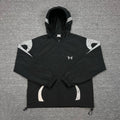 Mertra Patterned Panel Hooded Windbreaker - Black