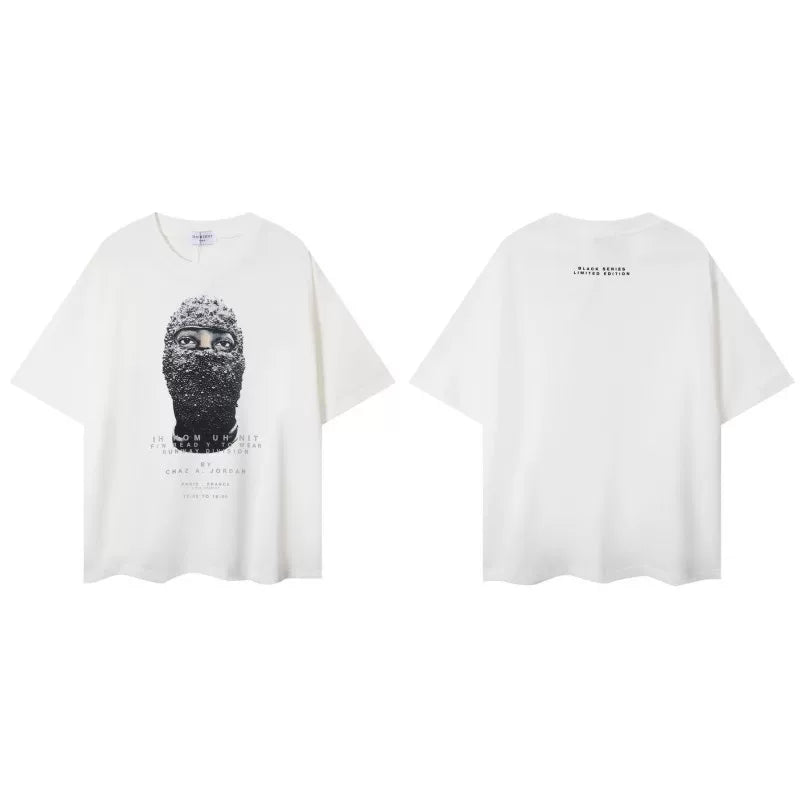 IH NOM UH NIT Rhinestone Mask Graphic Tee - Off-White