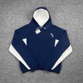 Mertra Contrast Colorblock Fleece Hoodie - Navy Blue/White