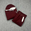 Mertra Contrast Colorblock Fleece Tracksuit Set - Burgundy/White