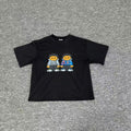 Mertra Twin Figures Cartoon Graphic Tee - Black