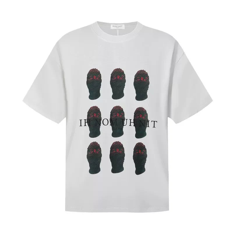 IH NOM UH NIT Multi-Mask Grid Graphic Tee - Off-White